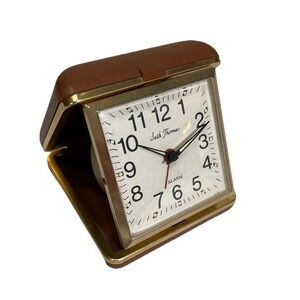 Vintage SETH THOMAS Folding Travel‎ Alarm Wind-Up Clock Timepiece Working